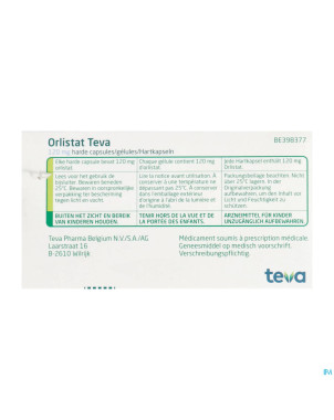 Orlistat teva caps dure  90 x 120 mg