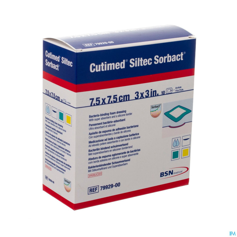Cutimed siltec sorbact pans mousse   7,5x 7,5cm 10