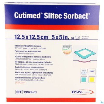 Cutimed siltec sorbact pans mousse  12,5x12,5cm 10