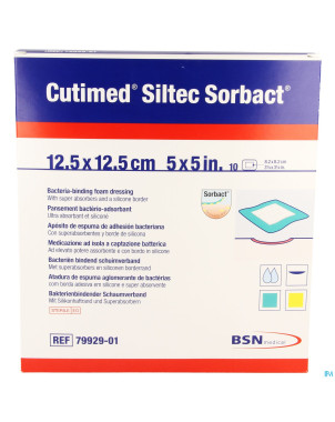 Cutimed siltec sorbact pans mousse  12,5x12,5cm 10