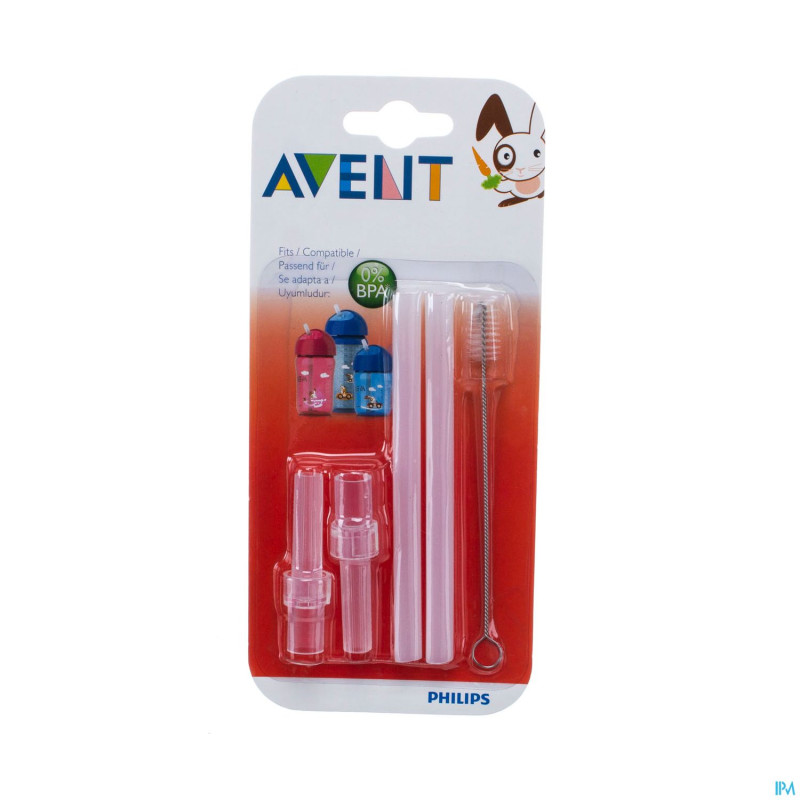 Avent lot de pailles de rechange avec brossette