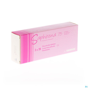 Saphirena 0,075 mg sandoz comp enrobe  3 x  28