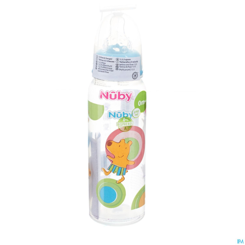 Nuby biberon pp 240ml tetine 3v 0-12m