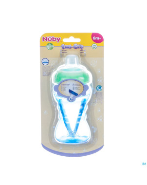 Nuby gobelet a/goutte pp 295ml easy grip +6m