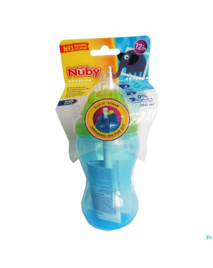 Nuby gobelet a/goutte pp 355ml flip-it+pail.+12m