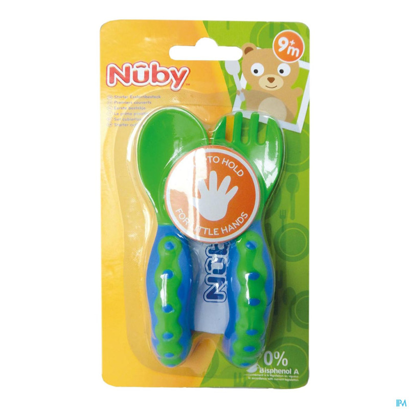 Nuby couverts 1 fourchette + 1 cuillere +9m