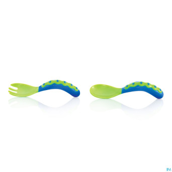 Nuby couverts 1 fourchette + 1 cuillere +9m