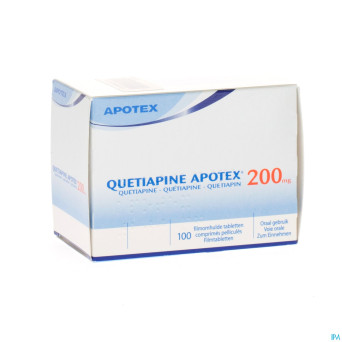 Quetiapine apotex comp pell 100 x 200 mg