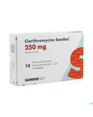 Clarithromycine sandoz 250 mg comp pell 14
