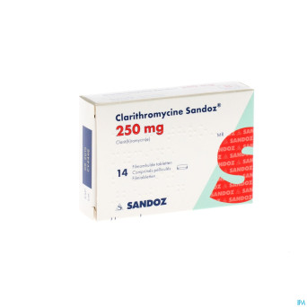 Clarithromycine sandoz 250 mg comp pell 14