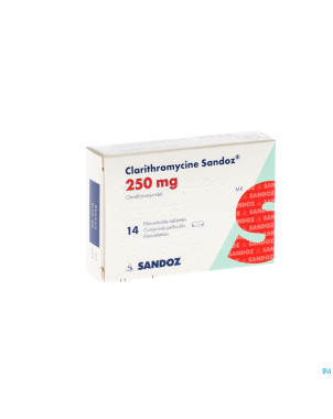 Clarithromycine sandoz 250 mg comp pell 14