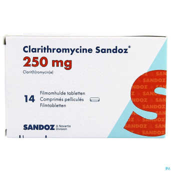 Clarithromycine sandoz 250 mg comp pell 14