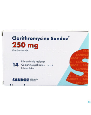 Clarithromycine sandoz 250 mg comp pell 14