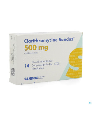 Clarithromycine sandoz 500 mg comp pell 14