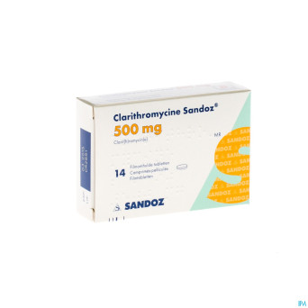 Clarithromycine sandoz 500 mg comp pell 14