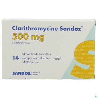 Clarithromycine sandoz 500 mg comp pell 14