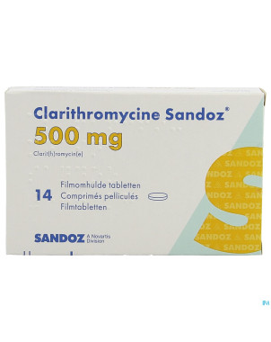 Clarithromycine sandoz 500 mg comp pell 14