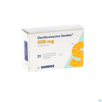 Clarithromycine sandoz 500 mg comp pell 21