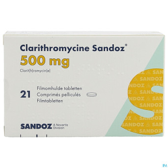 Clarithromycine sandoz 500 mg comp pell 21