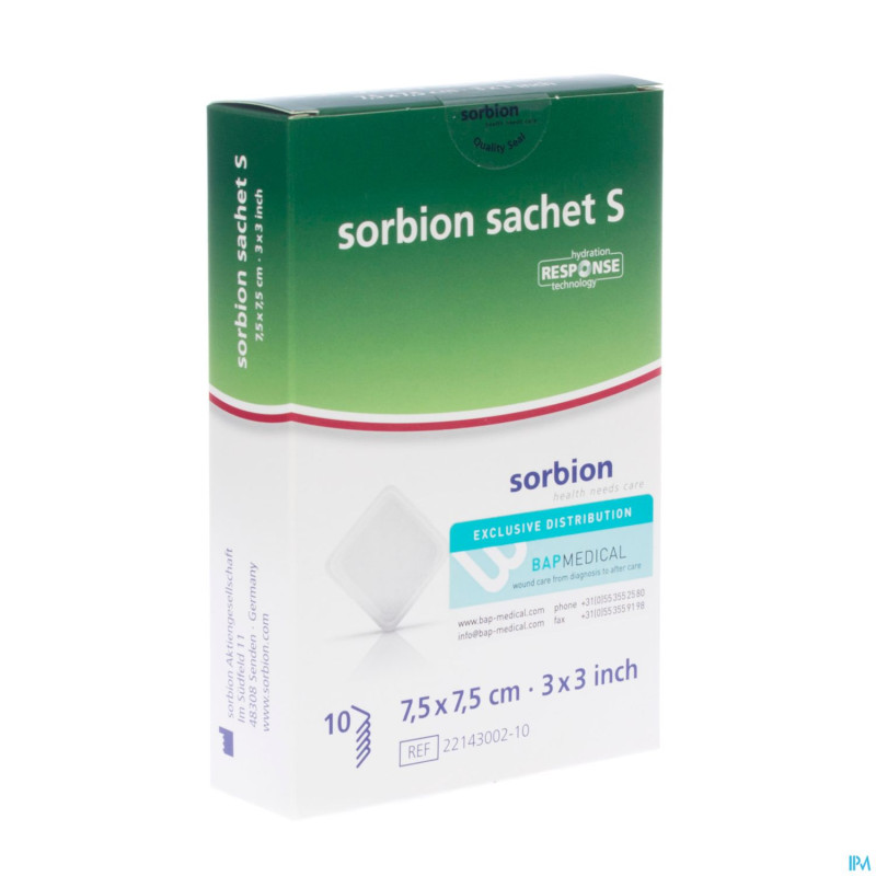 Sorbion sachet s pans adh abs ster  7,5x 7,5cm 10