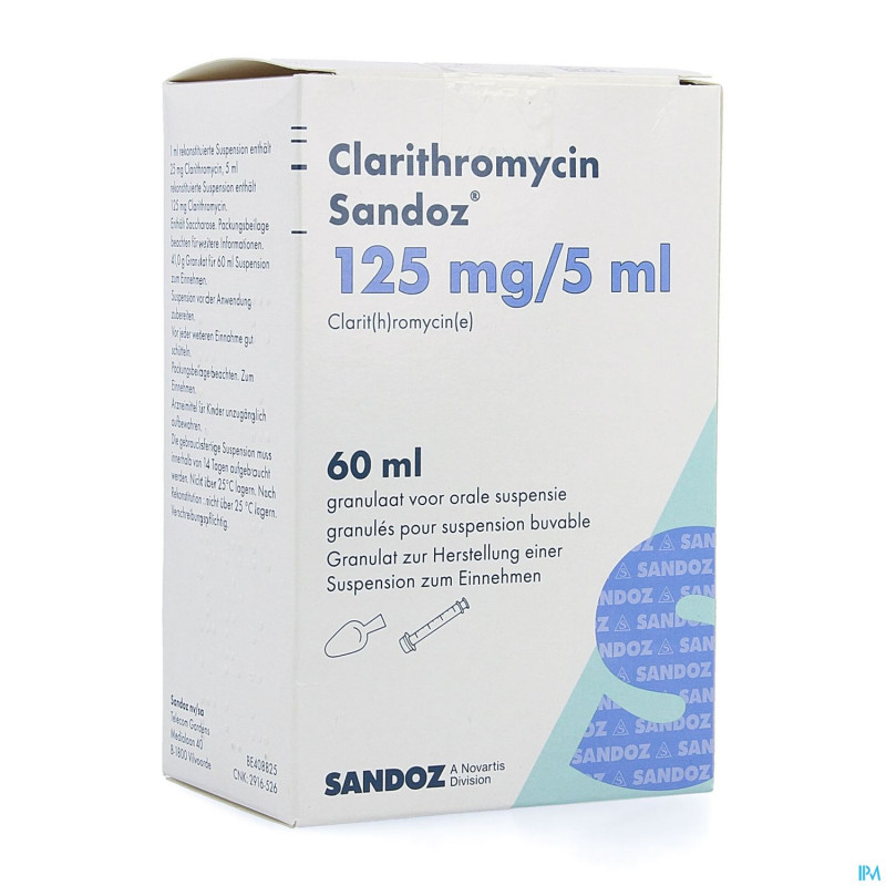 Clarithromycin sandoz gran susp or  60ml 125mg/5ml