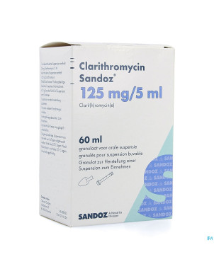 Clarithromycin sandoz gran susp or  60ml 125mg/5ml