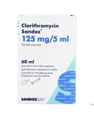 Clarithromycin sandoz gran susp or  60ml 125mg/5ml