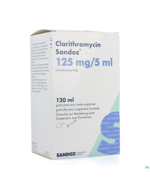 Clarithromycin sandoz gran susp or 120ml 125mg/5ml