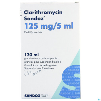 Clarithromycin sandoz gran susp or 120ml 125mg/5ml