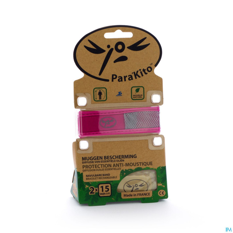 Para'kito bracelet a/moustique couleur + 2 plaq.