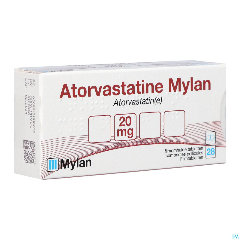 Atorvastatine mylan 20mg comp pell blister  28