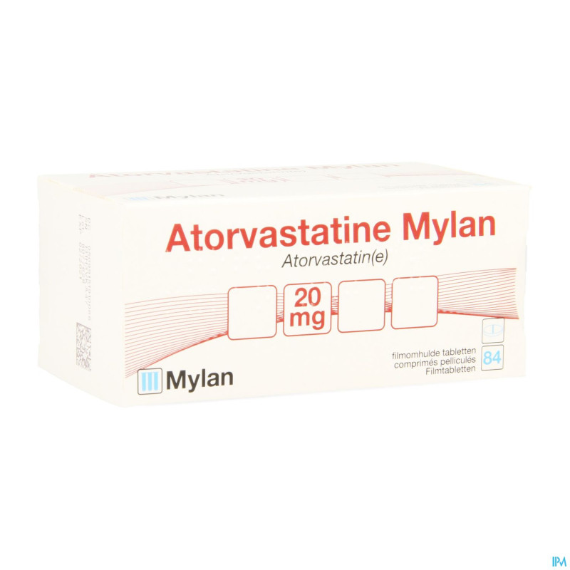 Atorvastatine mylan 20mg comp pell blister  84
