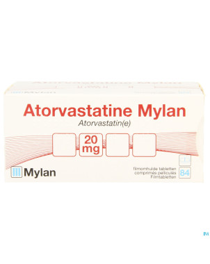 Atorvastatine mylan 20mg comp pell blister  84