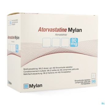 Atorvastatine mylan 80mg comp pell blister  98