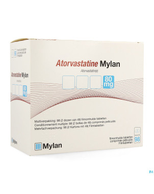 Atorvastatine mylan 80mg comp pell blister  98