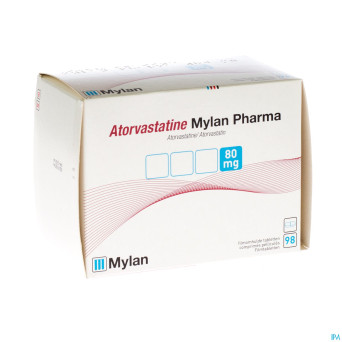 Atorvastatine mylan 80mg comp pell blister  98