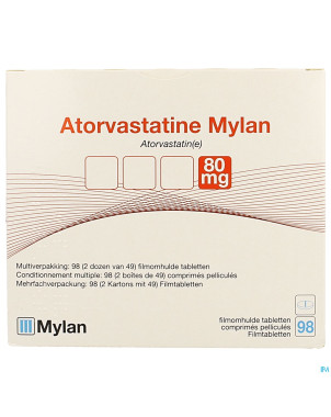 Atorvastatine mylan 80mg comp pell blister  98