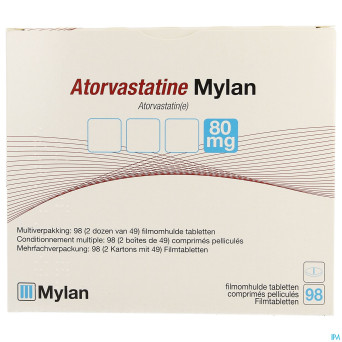 Atorvastatine mylan 80mg comp pell blister  98