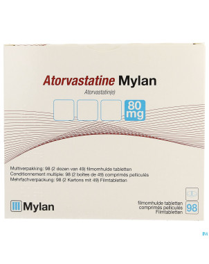 Atorvastatine mylan 80mg comp pell blister  98