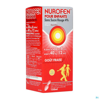 Nurofen enfant s/sucre 4% fraise susp buv    150ml