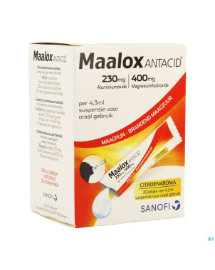 Maalox antacid lemon 230mg/400mg susp or. 20x4,3ml