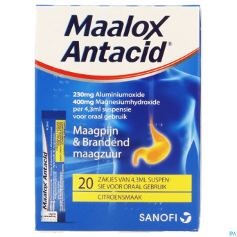 Maalox antacid lemon 230mg/400mg susp or. 20x4,3ml