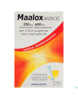 Maalox antacid lemon 230mg/400mg susp or. 20x4,3ml