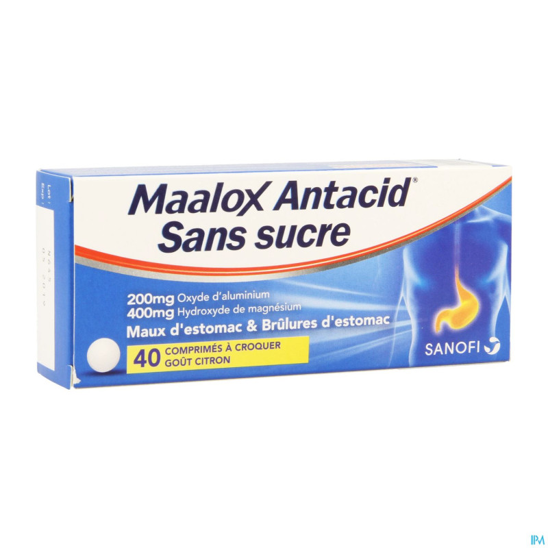 Maalox antacid ss lemon 200/400mg comp croq 40 bl.