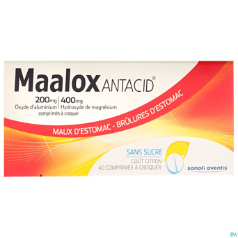 Maalox antacid ss lemon 200/400mg comp croq 40 bl.