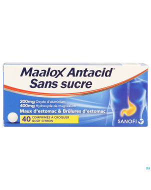 Maalox antacid ss lemon 200/400mg comp croq 40 bl.