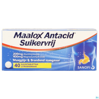Maalox antacid ss lemon 200/400mg comp croq 40 bl.