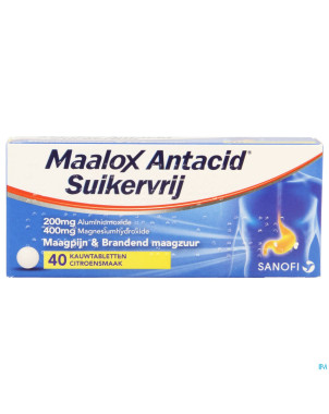 Maalox antacid ss lemon 200/400mg comp croq 40 bl.
