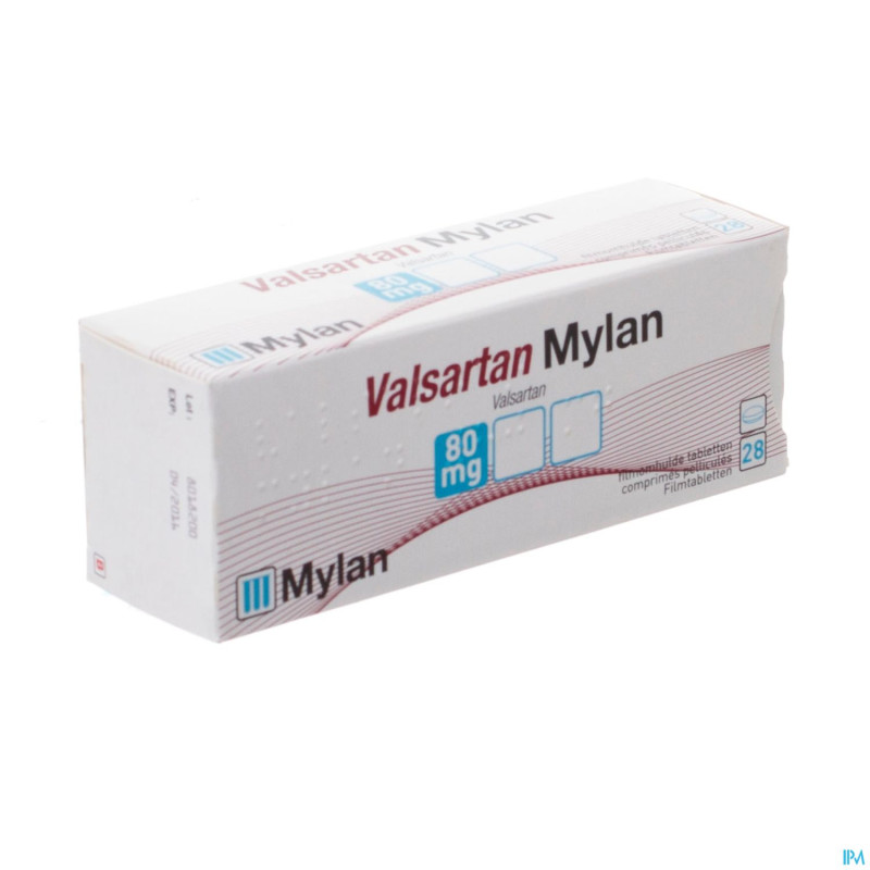 Valsartan mylan  80 mg comp pell  28 x  80 mg