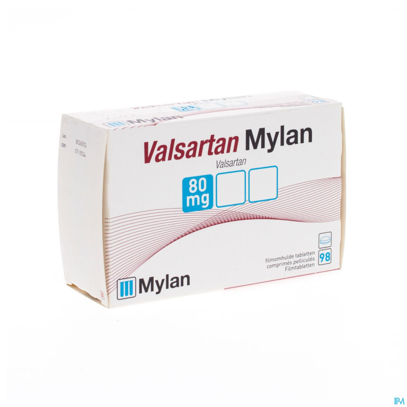 Valsartan mylan  80 mg comp pell  98 x  80 mg